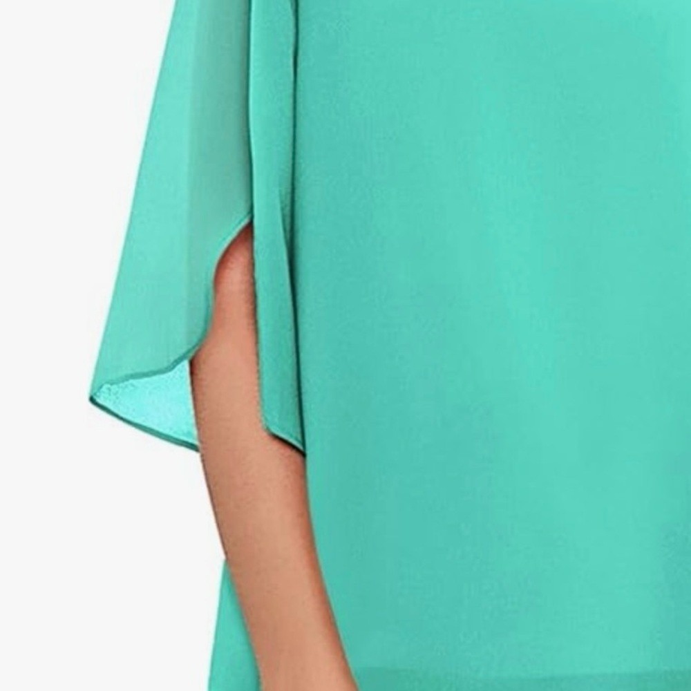 Neineiwu Womens Mint Green Chiffon Split Petal Sleeve Blouse Top 2XL Plus Size